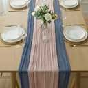 Cheesecloth Table Runner 2 Pack Dusty Pink and Dusty Blue, Boho Gauze Table Runner 10Ft 120 Inches Long for Wedding Decor, Party & Home Table Decoration