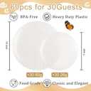 Festiva 60PCS Clear Ivory Plastic Plates - Heavy Duty Weave Pattern Fancy Disposable Plates -serve for 30 guests Include 30PCS 10" & 30PCS 7" Plates for Bithday &Easter Party(Ivory)
