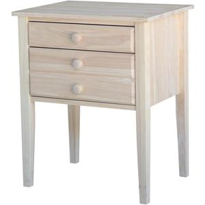 IC International Concepts Solid Wood Accent Table With Drawers, Unfinished, 24"W x 18"D x 29"H