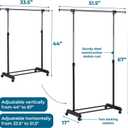Honey-Can-Do Rolling Garment Rack with Adjustable Height and Width, Metal Clothes Rack, Heavy-Duty Organizer, Chrome