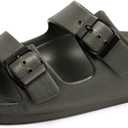 ( No Brend ) Comfort Slides Double Buckle Adjustable Plastics Flat Sandals 10