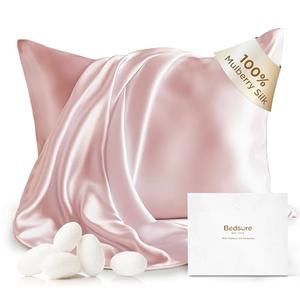 Bedsure 100% Mulberry Silk Pillowcase for Hair and Skin, Pink Silk Pillow Case with Hidden Zipper, Gifts for Women Men, King Size Single Pack,20x30 Inches