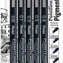 Pentel Arts Pointliner Drawing Pen, 5-Pack, Assorted Sizes, Black Ink (S20PBP5A)