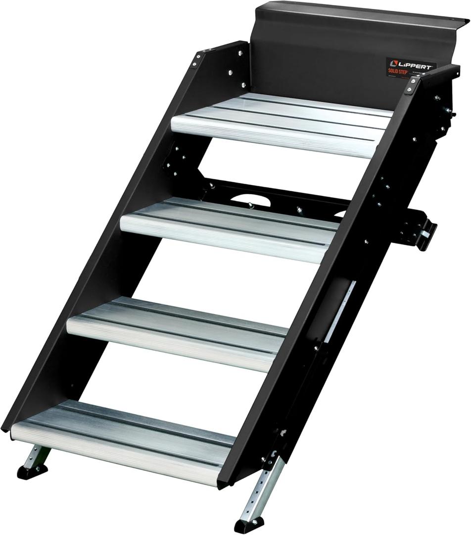 Lippert Components Solid Step Quad Step for RV and Travel Trailer Entry Doorway ,30 inch -791575 , Black