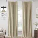 ChrisDowa Greyish Beige Pinch Pleated Blackout Linen Curtains 105 inches Long 2 Panels for Living Room Bedroom Farmhouse Room darking Thermal Insulated Back Tab Hooks Rings Window Treatment Drapes