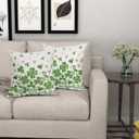 St Patricks Day Pillow Covers 18x18 Inch Set of 2 Irish Shamrock Clover Green Pink Floral Cotton Linen Decorative Throw Pillow Case Saint Patricks Day Cushion Covers for Bedroom Sofa Living Room Decor