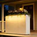 GSK White Metal Planter Box with LED Light Galvanized Versatile Rectagular Light Up Plant Trough Durable Indoor Outdoor Flower Container Porch Patio Tarrace Balcony Garden Home Office Commerical (30"H10"W38"L)
