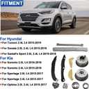23121-2G590 Timing Chain Tensioner Guide Kit w/VVT Gear for 2015-2018 KIA Sorento Optima Sportage, for 2015-2019 Hyundai Santa Fe Sonata Tucson 2.0L 2.4L G4KJ Engine 24350-2G750 24370-2G750
