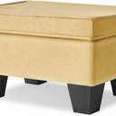 IBUYKE 10 Inch Small Foot Stool Ottoman, Rectangle Linen Foot Rest with Padded Seat and Plastic Legs, Modern Ottoman for Living Room, Bedroom, Entryway, Couch - Ginger WBD008JH