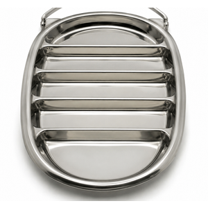 Stainless Steel Divided Serving Tray with Handle – Multi-Section Snack, Fruit & Appetizer Platter – Durable Metal Serving Plate for Parties, Picnics & Everyday Use