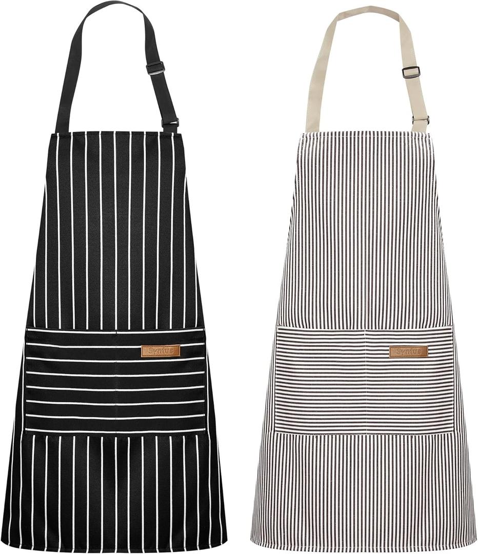 Syntus Chef Apron for Men Women Kitchen Cooking Apron with Pockets, Adjustable Bib Aprons Stain Resistant
