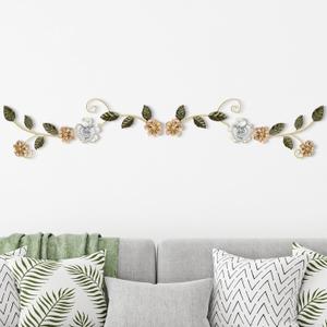 2 Pcs Metal Flower Wall Decor Spring Floral Wall Art Hanging Flowers Wrought Iron Scroll Sculpture for Living Room Bedroom Indoor Outdoor
