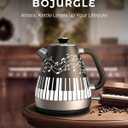 Electric Kettle with Piano & Musical Notes Design, 1.7L Stainless Steel Interior, 1200W Fast Water Boiler for Tea & Coffee, Cordless with Auto Shut-Off, Unique Musician Gift & Kitchen Decor
