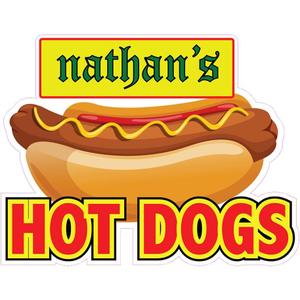 Food Truck Decals Nathan's Hot Dogs Concession Restaurant Die-Cut Vinyl Sticker & Sign 18 in on Longest Side