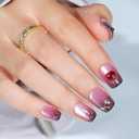 4 x Halloween Press On Nails Short - Moonfang Glow, French Tip Press On Nails, Acrylic Square Halloween Nails Press On with Nail Glue, Fit Perfectly Stick On Nails in 16 Sizes - 32 PCS Soft Gel Kit