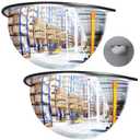 Kanayu 2 Pcs Corner Mirror Blindspot for Wall 18" Diameter Acrylic Safety Security Half Dome Mirror Corner Mirror Convex Mirror Indoor for Ceiling Driveway Outdoor Hallway Warehouse Office Side View