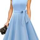 DRESSTELLS Women's Cocktail Dresses, Formal Wedding Guest Church Modest Graduation Party Prom Dress 2025 (X-Large, Blue)