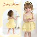 YOUNGER TREE Baby Girl Clothes Infant Summer Romper Dress Sleeveless Bodysuit Jumpsuit with Headband Toddler Outfits (Yellow, S) 3-5M