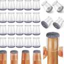 24 Pcs Chair Leg Floor Protectors, Silicone Felt Furniture Leg Pads Caps Covers for Hardwood Floors (Fit 8/16 to 15/16) (Small-Clear)