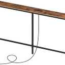 63'' Skinny Console Table with Charging Station, Narrow Long Sofa Couch Table, Easy Assembly, Entryway Table for Living Room, Foyer, Hallway, Rustic Brown CTHR165E01Z1 (5.9"D x 63"W x 31.7"H)