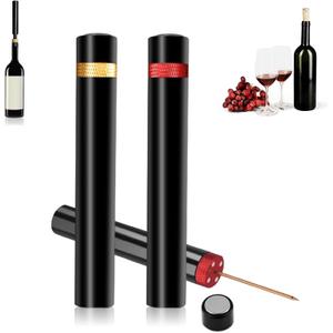2pcs Arropop Wine Opener, Travel Portable Pocket Air Pressure Pump Bottle Open for Home Restaurant Party (Golden+Red)