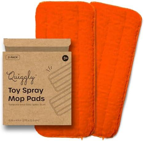 Quiggly Reusable Mop Pad 2-Pack – Washable Microfiber Refills Toddler & Kid Spray Mops – Machine Washable, 10.8” x 4.9” Pads