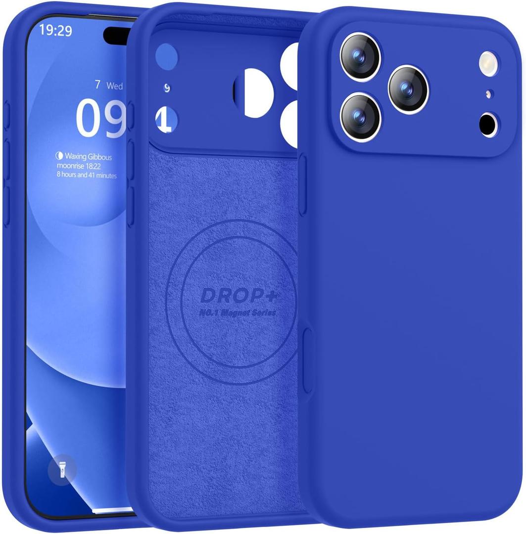 Ktele Magnetic for iPhone 17 Pro Case [Compatible with Magsafe] [Premium Silicone Satin-Smooth Touch] Slim Shockproof Anti-Scratch Microfiber Lining Case, 6.3 inch, Klein Blue
