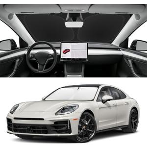 Custom Fit Windshield Sun Shade for Porsche Panamera 2017-2025, Blocks UV & Heat, Front Window Sunshade Accessorie, Easy Fold & Store Keep Your Car Cooler