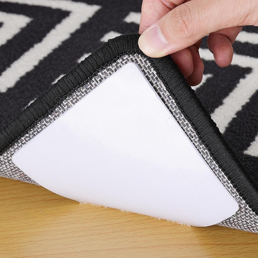 Audend Double Carpet Pad, Non Skid Sided Rug Tape 12 Pack, Rug Gripper on Wood Floor and Tile Floors, White Carpet Gripper for Indoor, Outdoor, Home, Kitchen, Living Room