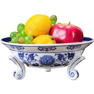 Blue and White Porcelain, Decorative Fruit Bowl, Chinoiserie Decor, Blue and White Fruit Bowl for Kitchen Counter, Home Decor 26 * 10cm
