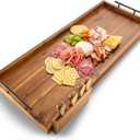 TIDITA Acacia 30 Inch Large Charcuterie Boards for Party with Cheese Knife Set of 4 Acacia Wood Serving Tray with Handles, Long Charcuterie Board, Wooden Cheese Board
