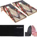 Cornhole Set, Corn Holes Outdoor Game, Regulation Cornhole Boards, Portable Cornhole Set, Classic American Flag Cornhole Set Includes 2 Boards, 8 Cornhole Beans Bags & Carry Case