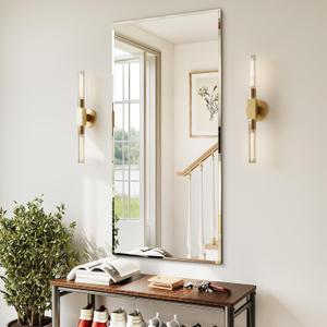 Frameless Bathroom Mirror for Wall, 24"x48" Beveled Bathroom Vanity Mirror, Wall Mount Mirrors for Bedroom Entryway Living Room Hangs Horizontally or Vertically