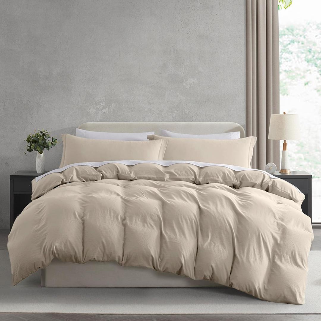 Nestl Linen Duvet Cover Queen Size - Soft Prewashed Queen Duvet Cover Set, 3 Piece, with Zipper Closure, 1 Duvet Cover 90x90 inches and 2 Pillow Shams - No Comforter