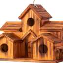 Bird Houses for Outside,Outdoor 5 Hole Bird House Room for 5 Bird Families Bluebird Finch Cardinals Hanging Birdhouse for Garden (Brown - Set of 1)