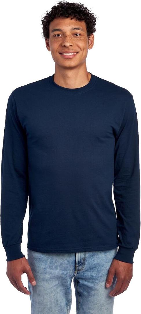 Jerzees Mens Dri-Power Cotton Blend Long Sleeve Tees, Moisture Wicking, Odor Protection, UPF 30+, Sizes S-3x (S)