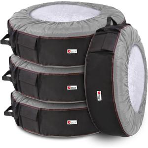 Rosefray Seasonal Tire Totes, Spare Tire Cover, Portable Winter Wheel, Handle for Easy Transportation, Fits Tires Tire Diameters 21 to 31.5, Set of 4 Bags Gray
