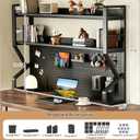 Desk Shelf, 2-tier Desktop Organizer Desk Hutch Storage Rack with Hole Plate Multi-Functional Workstation Organizer Bookcase Computer Desk for Home Office Dorm Top of Desk ( 37.4" Lx9.9" Wx39" H)