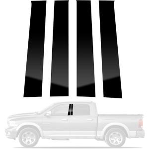 BASIKER 4 Pcs Compatible with Dodge Ram 1500 2500 3500 2009 to 2018 Door Window Trim Anti Scratch Stickers Door Pillar Moldings