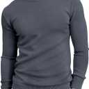Runcati Mens Mock Turtleneck Pullover Slim Fit Casual Basic Thermal Knit Sweater Lightweight Long Sleeve Pullover Tee (Medium, Dark Grey)