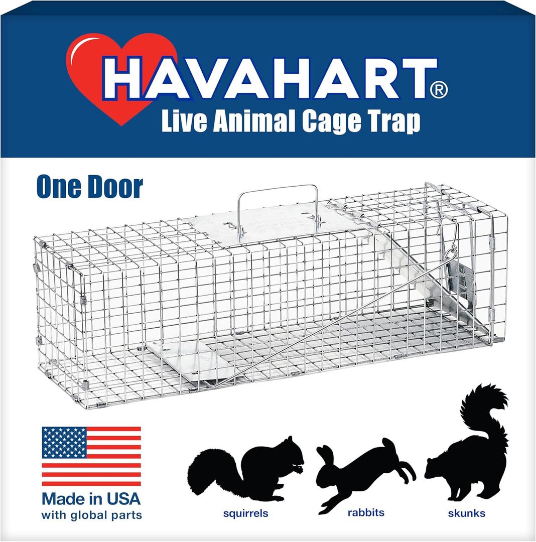 Havahart Medium 1-Door Humane Catch and Release Animal Trap for Rabbit, Skunk, Mink, and Squirrel - Professional Style Live Catch Trap - 1078SR - Humane Capture and Release