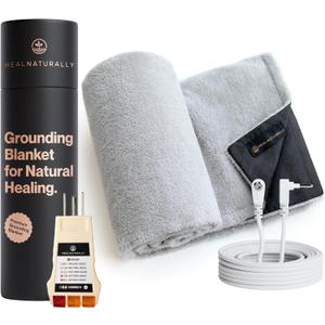 Grounding Blanket for Bed - 5'x4' Soft Cozy Earth-Connected Fleece Throw Blanket with Silver Fiber for Relaxation