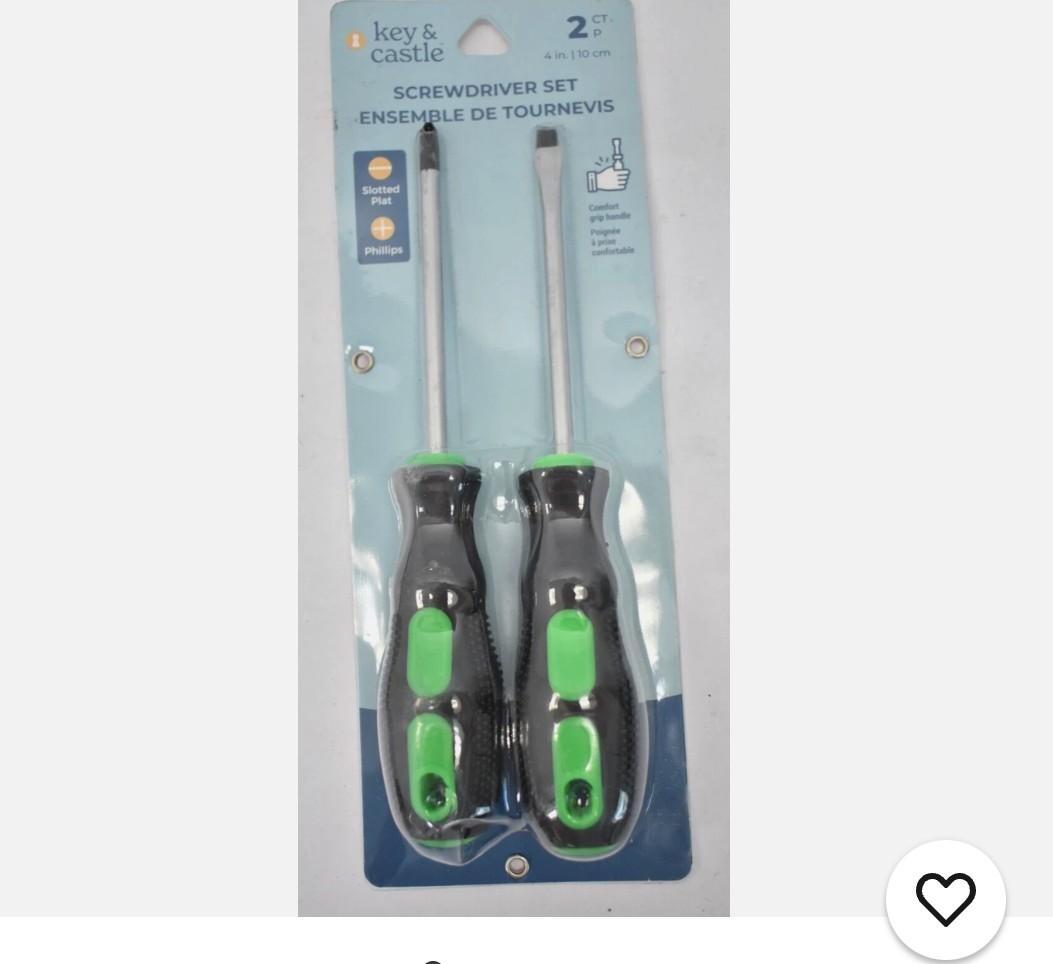 Key & Castle Screwdriver Set Slotted/Phillips 1 Piece Kit Comfort Handle Tools (1Is Missing)