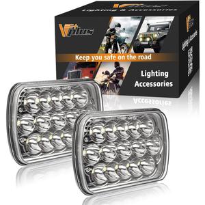 Partsam 2PCS Rectangle H6054 LED Headlights 5x7 7x6 Headlamp Hi/Low Sealed Beam H4 9003 Plug 6054 H5054 Compatible with S10 Blazer Express Van/Wrangler YJ XJ Cherokee Truck Van