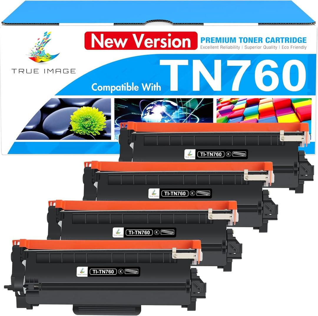 TN760 TN-760 Toner 4 Pack Replacement for Brother TN760 TN730 TN-760 TN-730 Compatible with tn760 Toner for Brother Printer MFC-L2710DW MFC-L2750DW DCP-L2550DW HL-L2370DW Printer,Toner tn-730/tn-760