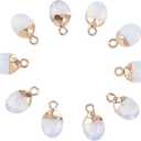 DanLingJewelry 20 pcs Natural Opalite Charms Faceted Oval Necklace Pendants Gemstone Charms for Jewelry Making 14x8x5mm