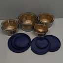 Anchor Hocking 18 Piece Glass Storage Containers with Lids (9 Glass Food Storage Containers & 9 Navy Blue SnugFit Lids)
