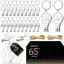 Zeyune 50 Sets 65th Birthday Party Favors for Guests Cheer to 65 Years Multi-functional Bottle Opener Nail Clippers with Thank You Card Organza Bags and Hemp Rope Anniversary Party Favors