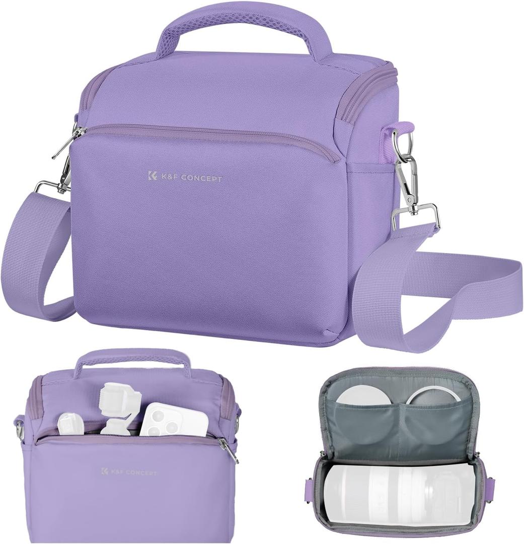 K&F Concept Camera Sling Bag Small Crossbody Camera Case DSLR/SLR/Cute Compact Shoulder Photography Bags for Photographers- Purple