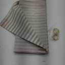 jinchan Striped Linen Kitchen Curtains with Attached Valance 36 Inch Length Cafe Tier Curtains for Living Room Rustic Half Window Light Filtering Rod Pocket Small Drapes 2 Panels Taupe Grey